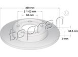 Topran 109 789 - Oe 1J0 615 601D Disco Freno, Asse Posteriore Per Tt (8N), A3 (8L), Octavia I (1U), Golf Iv (1J), Bora (1J)