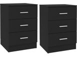 Maison Exclusive - Comodini 2 Pz. Nero 38X35X56 Cm Materiale Ligneo