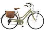Bicicletta Da Città Via Veneto By Canellini RetrÒ Acciaio Donna Con Borse - Verde Oliva