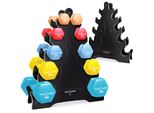 Set Di Manubri In Neoprene Da 2 1, 2, 3, 4 E 5 Kg. + Rastrelliera Per Manubri; Variante: 5 Livelli
