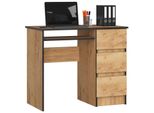 Scrivania A-6 90 Cm Rovere Craft Con 3 Cassetti E Ripiano Estraibile Per Tastiera