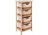 Tendance | Mensola Da Bagno - Mensola Portaoggetti - 37 X 27 X 86 Cm - Marrone-Beige - Mensola Da Bagno - Con 4 Livelli