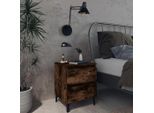 The Living Store Comodino Con Gambe In Metallo Rovere Fumé 40X35X50 Cm