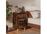 Vidaxl Comodino Con Gambe In Legno Massiccio Rovere Affumicato 40X35X69 Cm - Comodino - Comodini - Mobiletto - Tavolino