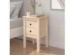 The Living Store Comodino 40X35X61,5 Cm In Legno Di Pino Massiccio