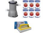 Ways - Cura Della Piscina - Pompa Filtro 3028 L/U & 6 Filtri Tipo Ii & Spazzola Ways