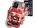Custodia Per Xiaomi Note 12 4G - Orsacchiotto Rosa Famiglia Cuore + Vetro