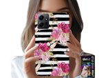 Custodia Per Xiaomi Note 12 4G - Floreale Con Motivo A Strisce Bianche E Nere