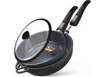 Briebe MGK19S Set Di Pentole A Induzione Manici Rimovibili 2 Pezzi Profondità 24 Cm, 28 Cm Coperchio Nero