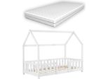 Letto Per Bambini 'Sisimiut' In Look Casa Con Materasso E Protezione Anticaduta In Legno Di Pino 80 X 160 Cm Bianco