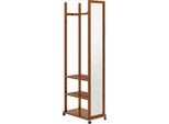 Specchio A Figura Intera Con Rotelle Fortuna Lai Specchio Da Guardaroba A 3 Livelli Appendiabiti In Noce 24,8X153,8 Cm Per Camera Da Letto E Corridoio