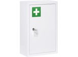 Fortuna Lai Armadietto Farmacia Armadietto Medicinali Armadietto Farmacia Con Serratura A Chiave Con 3 Ripiani E 2 Chiavi, Acciaio, Bianco, 30 X 14 X 46 Cm