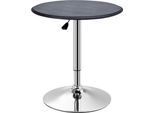 Fortuna Lai Tavolo Da Bar Tavolo Da Pranzo Tavolo Alto Tavolo Da Cucina Per Soggiorno, Sala Da Pranzo, Acciaio Cromato, Ecopelle, Nero, Ø63 X 67- 93 Cm