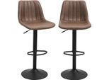 Fortuna Lai Set Di 2 Sgabelli Da Bar Sgabelli Da Cucina Regolabili In Altezza Con Poggiapiedi Sedia Girevole Marrone Poliestere 43 X 46 5 X 89-110 Cm Per Bar Cucina