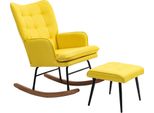 Fortuna Lai Sedia A Dondolo Poltrona A Dondolo Con Poggiapiedi Poltrona Relax Poltrona Con Braccioli Effetto Lino Portata Massima 130 Kg Beige Per Soggiorno E Relax