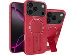 Custodia Magnetica Per Iphone 17 Pro Max, Design In Fibra Di Carbonio, Custodia Ibrida In Tpu Con Supporto Rosso