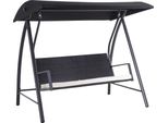 Fortuna Lai Altalena Da Giardino A 3 Posti Con Tetto In Polyrattan E Metallo, Colore Nero, 198X124X179 Cm, Per Giardino E Terrazza