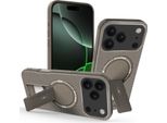 Custodia Magnetica Per Iphone 17 Pro, Design In Fibra Di Carbonio, Custodia Ibrida In Tpu Con Supporto Marrone