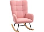 Fortuna Lai Sedia A Dondolo, Poltrona A Dondolo Con Braccioli, Effetto Velluto Teddy, Poltrona Relax Con Pattini In Legno, Poltrona A Dondolo Poltrona Per Camera Da Letto, Soggiorno, Rosa