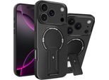 Custodia Magnetica Per Iphone 17 Pro Max, Design In Fibra Di Carbonio, Custodia Ibrida In Tpu Con Supporto Nero