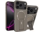 Custodia Magnetica Per Iphone 17 Pro Max, Design In Fibra Di Carbonio, Custodia Ibrida In Tpu Con Supporto Marrone