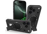 Custodia Magnetica Per Iphone 17 Pro, Design In Fibra Di Carbonio, Custodia Ibrida In Tpu Con Supporto Nero