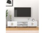 The Living Store Mobile Tv Bianco Lucido 180X31,5X40 Cm Materiale A Base Di Legno