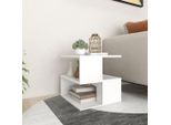 The Living Store Tavolino Bianco 40X40X40 Cm In Materiale Ligneo