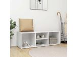 The Living Store Panca Per Scarpe Bianca 105X35X35 Cm Materiale A Base Di Legno