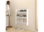 The Living Store Scarpiera A Muro Bianca 80X18X90 Cm Materiale Legno
