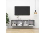 The Living Store Parete Tv Grigio Cemento 37X37X142,5 Cm Materiale In Legno