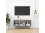 The Living Store Parete Tv Grigio Cemento 37X37X107 Cm Materiale Legno