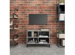 The Living Store Mobile Tv Con Gambe In Metallo Grigio Cemento 69,5X30X50 Cm