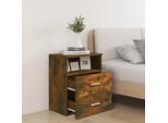 The Living Store Comodino In Rovere Fumé 50X32X60 Cm