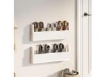 The Living Store Scarpiere A Muro 2 Pz. Bianco 59X9X23 Cm In Legno Di Pino Massiccio