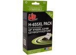 Inchiostro Compatibile Uprint Con CZ109AE, CZ110AE, CZ111AE, CZ112AE, Hp 655, H-655XL Pack, Nero, 550+3X750S, 20+3X12Ml