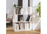 The Living Store Libreria/Divisorio Bianco 80X25X101 Cm In Legno Di Pino Massiccio