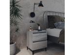 Vidaxl Comodino Con Gambe In Metallo Grey Sonoma 40X35X50 Cm - Comodino - Comodini - Mobile Da Letto - Tavolino