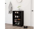 The Living Store Scarpiera Nera 60X35X92 Cm Materiale Legno