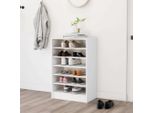 The Living Store Scarpiera Bianca 60X35X92 Cm Materiale Legno
