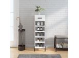 The Living Store Scarpiera Bianca 30X35X105 Cm Materiale Legno