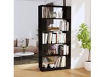 The Living Store Libreria/Divisorio Nero 80X25X163,5 Cm In Legno Di Pino Massiccio