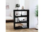 Vidaxl Libreria Divisoria Nera 80X30X103,5 Cm In Legno Di Pino Massiccio - Libreria - Librerie - Libreria - Armadio Portaoggetti