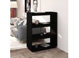 The Living Store Libreria/Divisorio Nero 80X35X103 Cm In Legno Di Pino Massiccio
