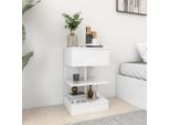 The Living Store Comodino Bianco Lucido 40X35X65 Cm Materiale Legno