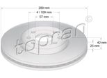 Topran 206 858 - Oe 05 69 006 Disco Freno, Asse Anteriore Per Combo, Combo Tour, Meriva (X03)