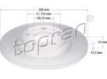 Topran 107 692 - Oe 7D0 615 601A Disco Freno, Asse Posteriore Per Alhambra (7V), Sharan (7M), T4