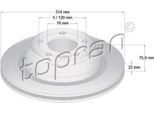 Topran 110 430 - Oe 7L6 615 601G Disco Freno, Asse Posteriore Per Touareg (7L), T5