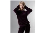 Sweatshirt Trigema "Trigema Nicki-Shirt", Damen, Gr. L, Aubergine, Nicki, 80% Baumwolle, 20% Polyester, Lang, Rundhals, Sweatshirts Sweatshirt