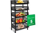 Novaliv 5 Pezzi Scaffale A Cestello Nero Scaffale A Innesto Impilabile Ed Espandibile, Scaffale Per Dispensa, Scaffale Per Alimenti, Scaffale Per Frutta Sistema Di Stoccaggio Per Cantina, Sistema Di Organizzazione Per Dispensa, Scaffale Per Bevande